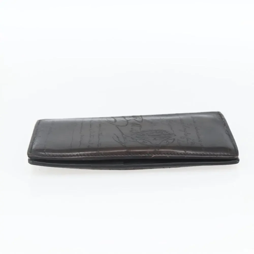 Berluti Leather Long Wallet Dark Brown